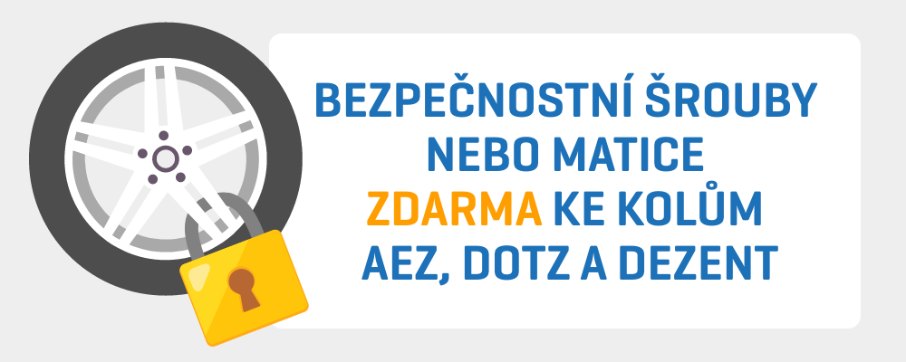 Bezpečnostní šrouby nebo matice kol k objednávce AEZ/DOTZ zdarma